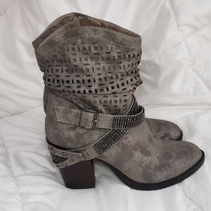Lane Bryant - Gray Moto Heeled Cowboy Booties - Edgy Chic Meets Western Vibes